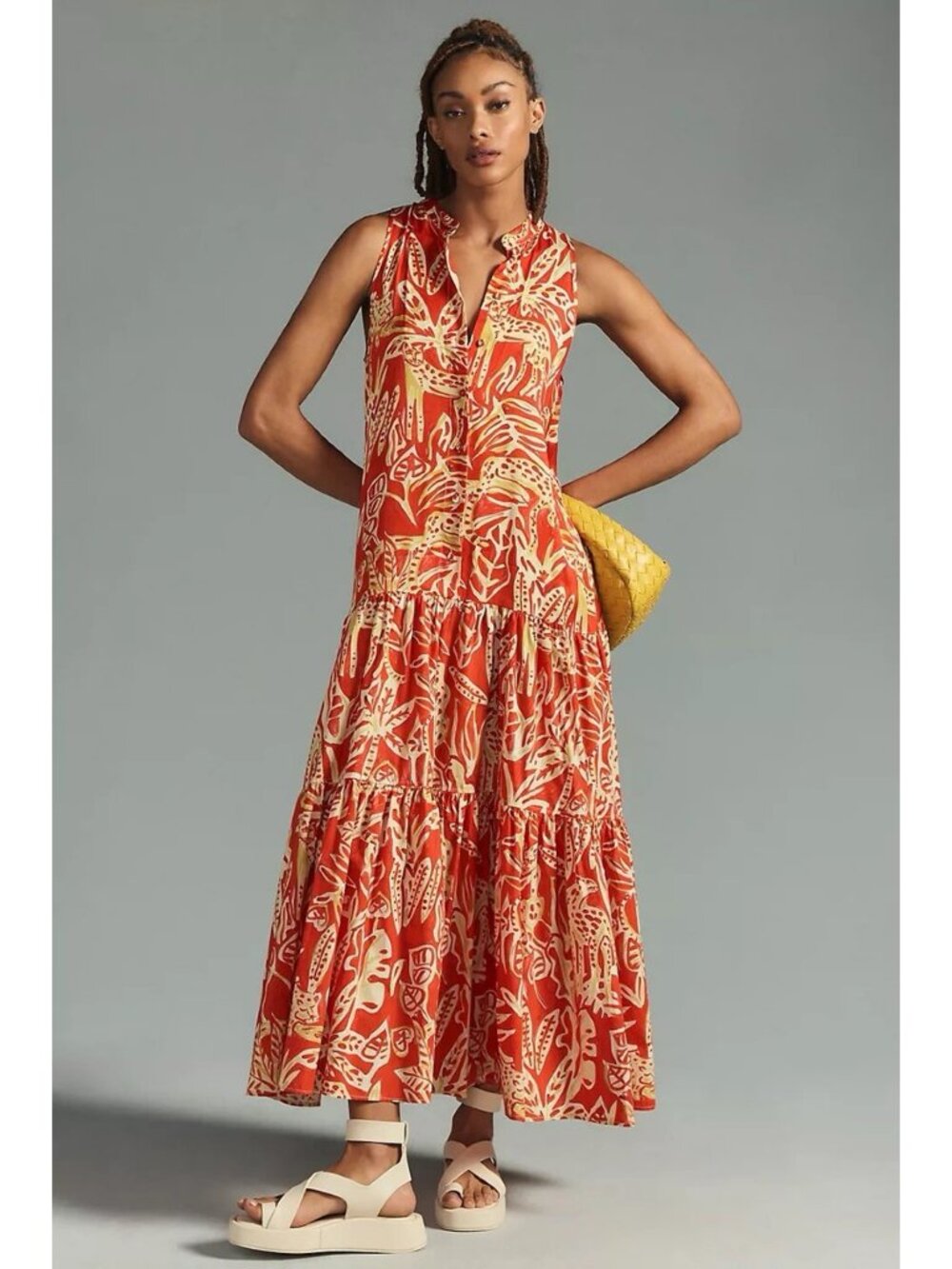 Anthropologie Beatrice B.  Tiered Sleeveless Dress in Leo Print